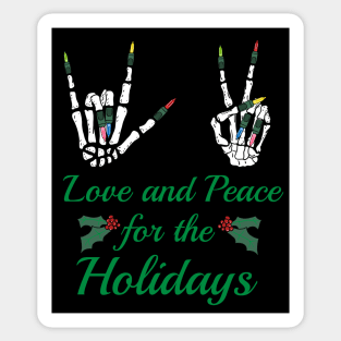 Love and Peace for the Holidays Skeleton Hands Sticker